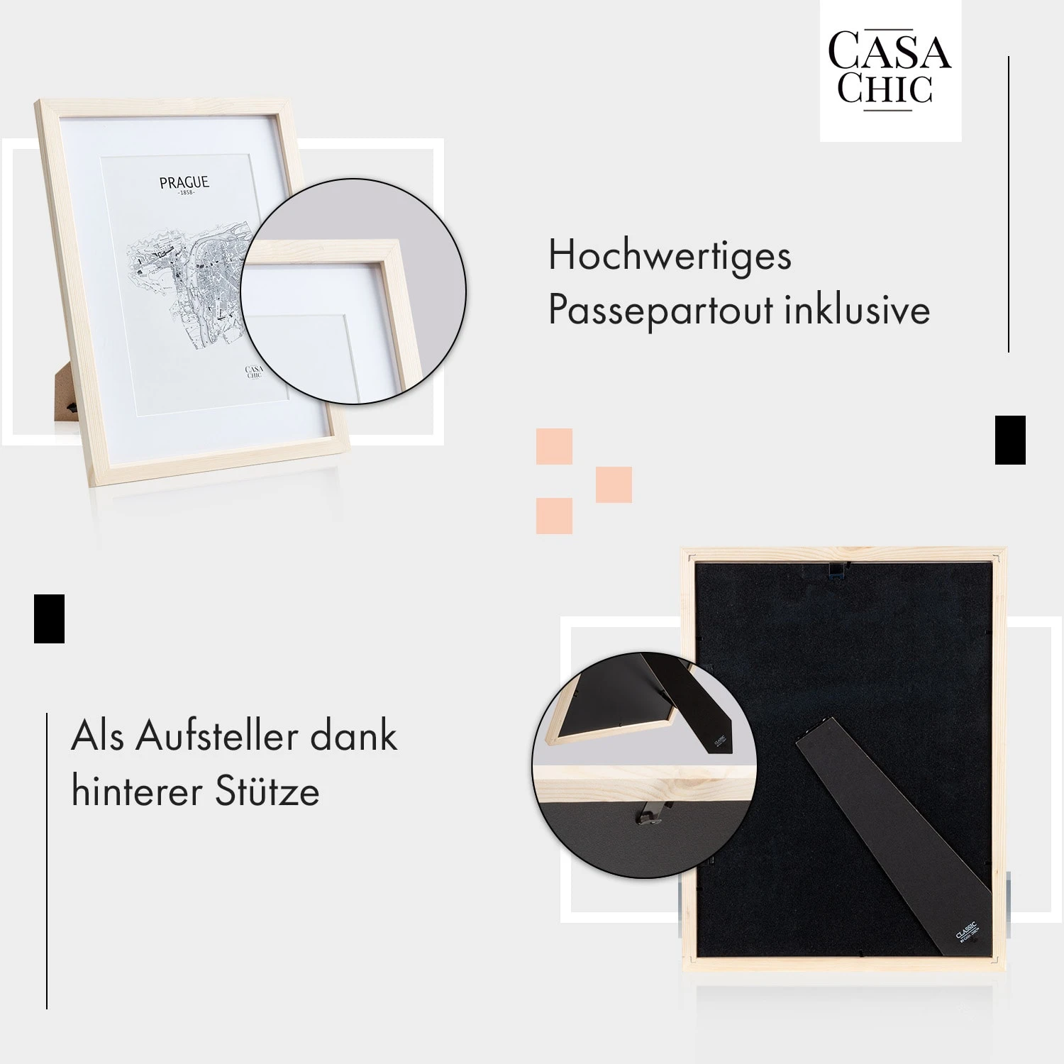 Edinburgh Bilderrahmen Rechteckig 30 X 40 Cm Fotos Passepartout Echtholz – Bild 4