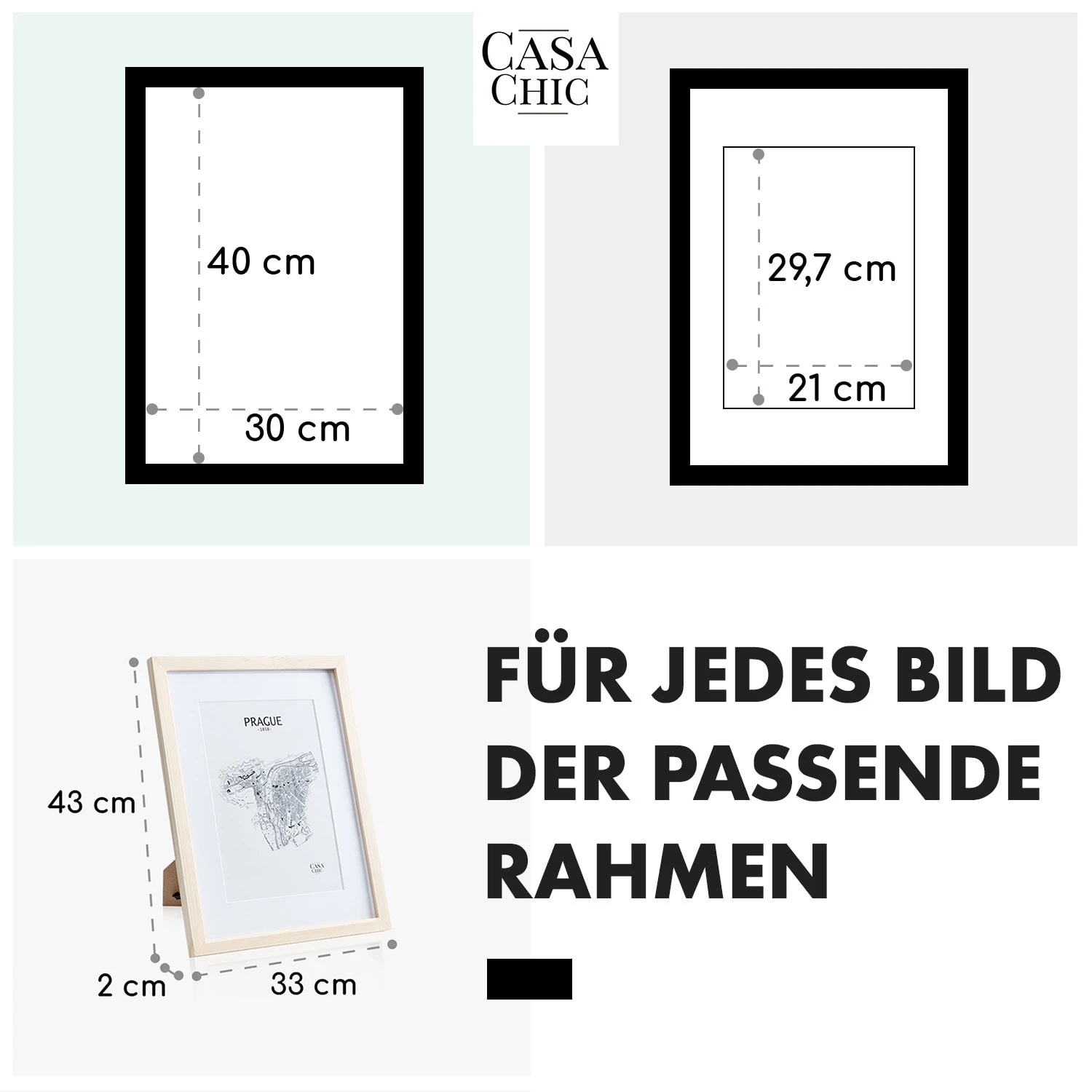 Edinburgh Bilderrahmen Rechteckig 30 X 40 Cm Fotos Passepartout Echtholz – Bild 5