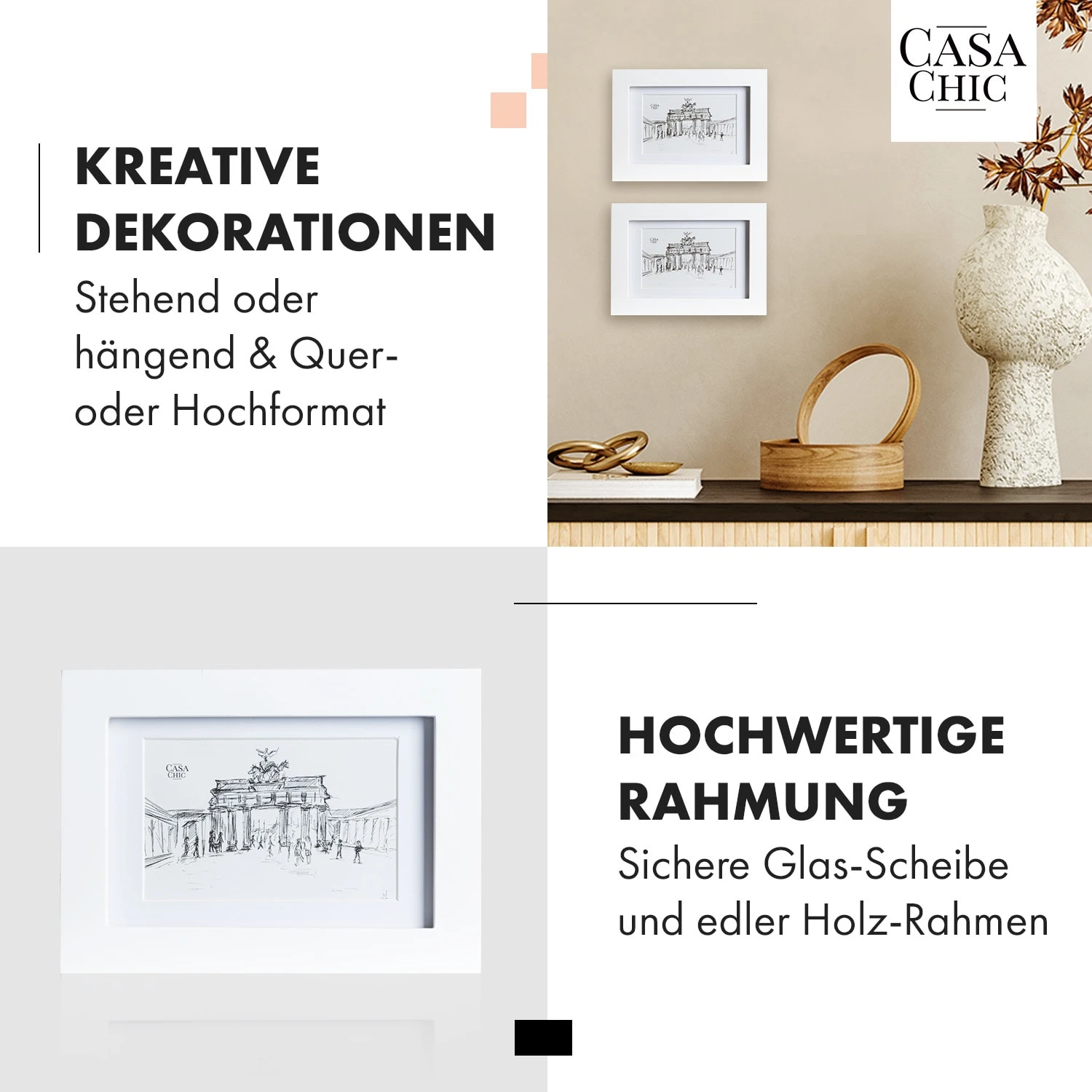 Everton Bilderrahmen 3er-Set Rechteckig 14 X 9 Cm Fotos Passepartout Glas – Bild 3