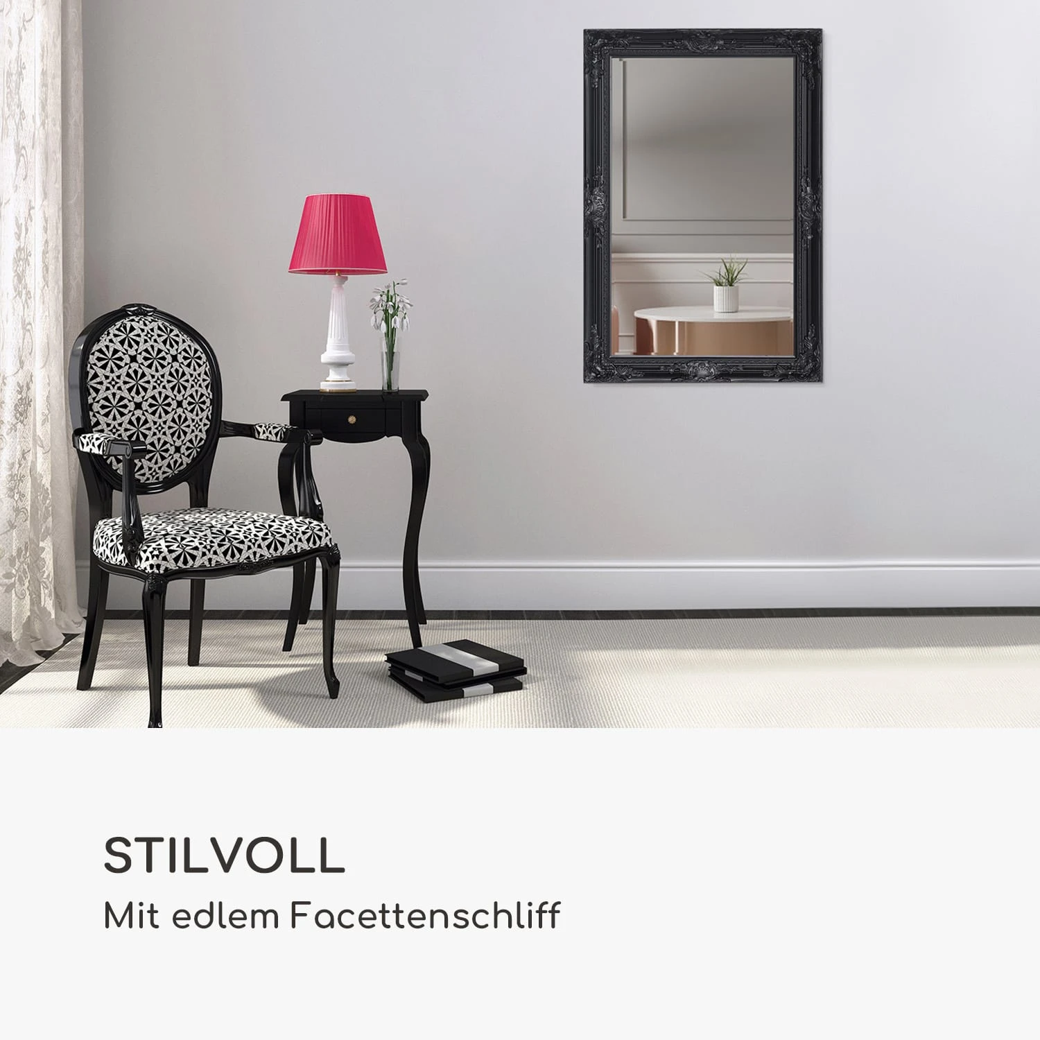 Manchester Wandspiegel Massivholzrahmen Rechteckig 90 X 60 Cm – Bild 3