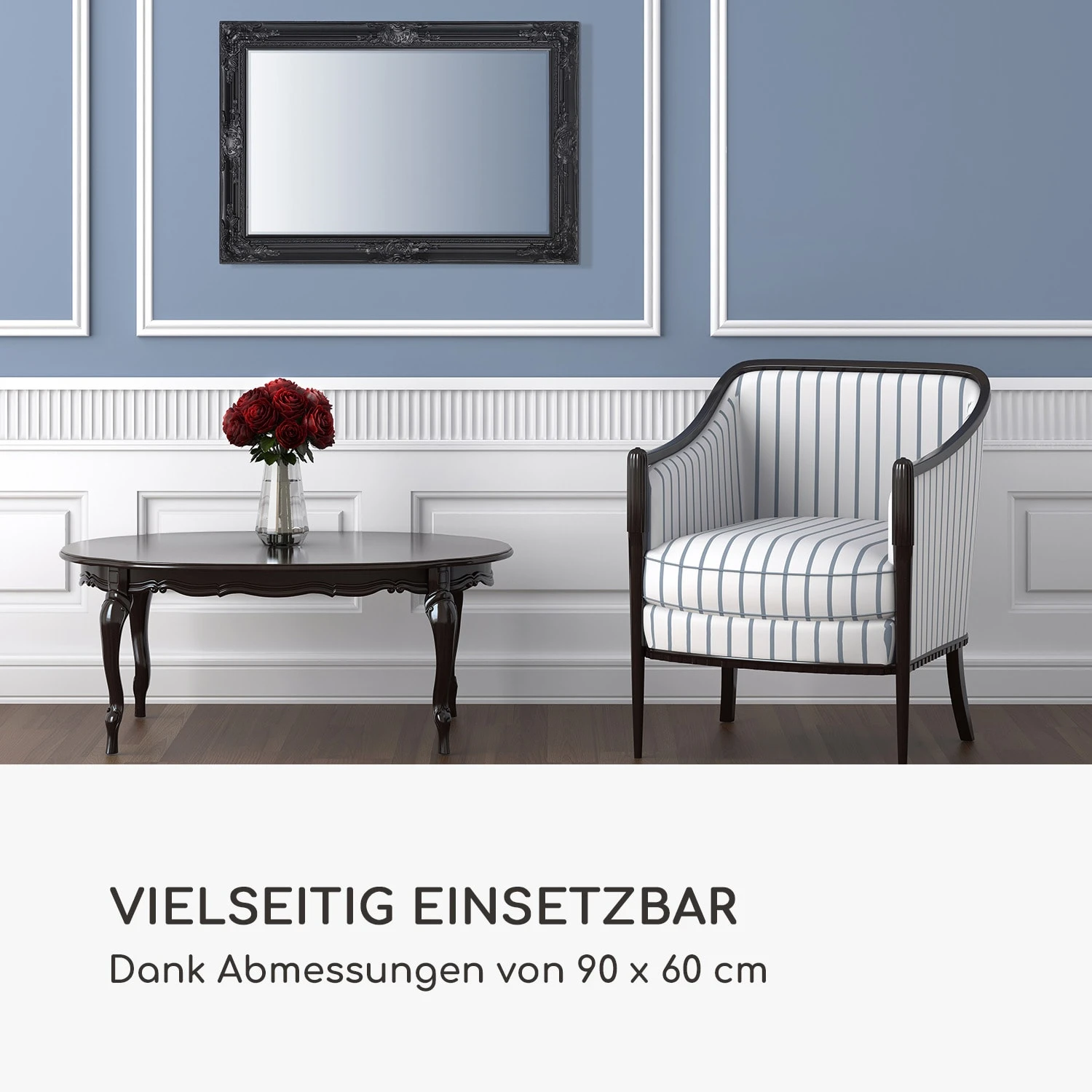 Manchester Wandspiegel Massivholzrahmen Rechteckig 90 X 60 Cm – Bild 5