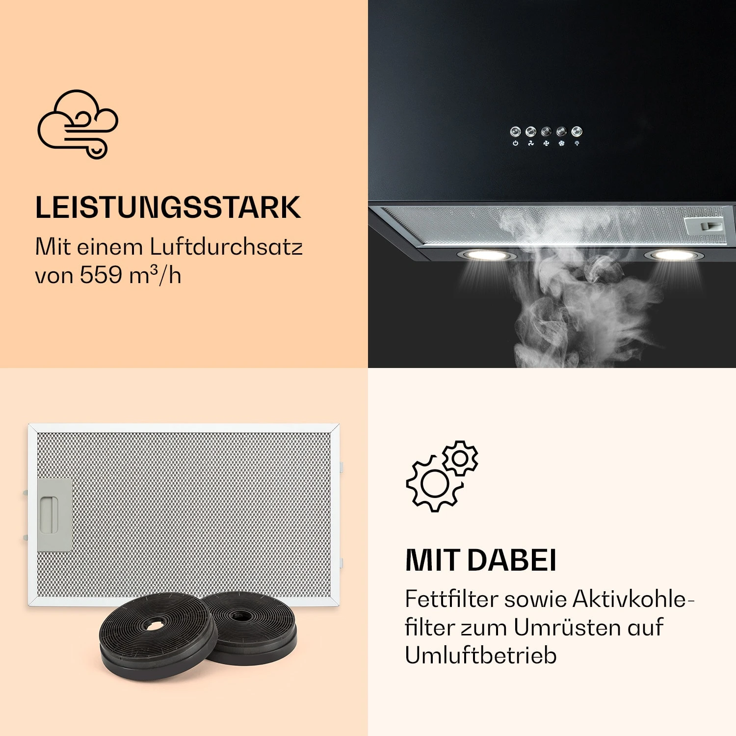 Monumenta Wandabzugshaube Aluminium 559m³/h LED EEK B – Bild 3