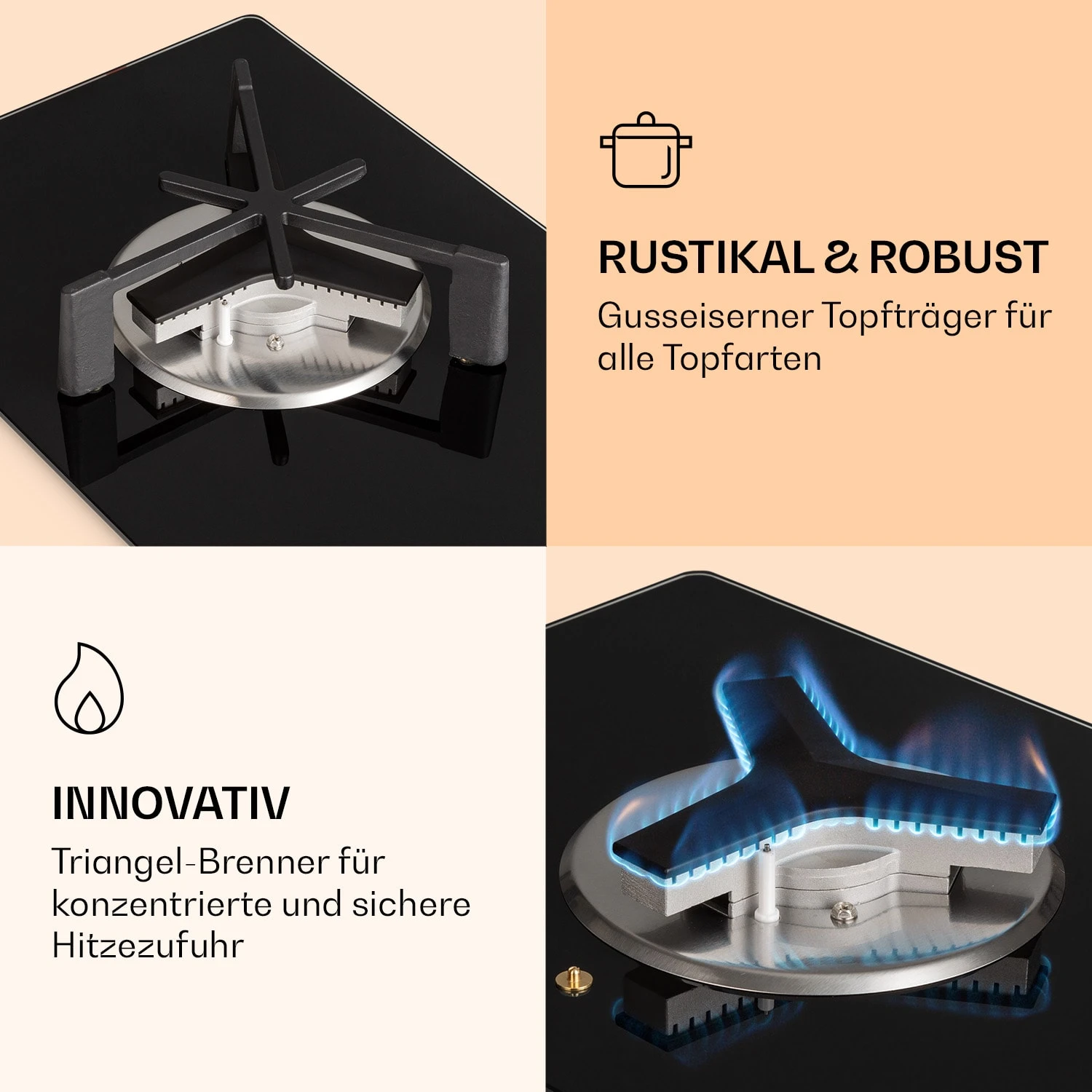 Trifecta 1 Gaskochfeld 1-flammig Starkbrenner Glaskeramik – Bild 4