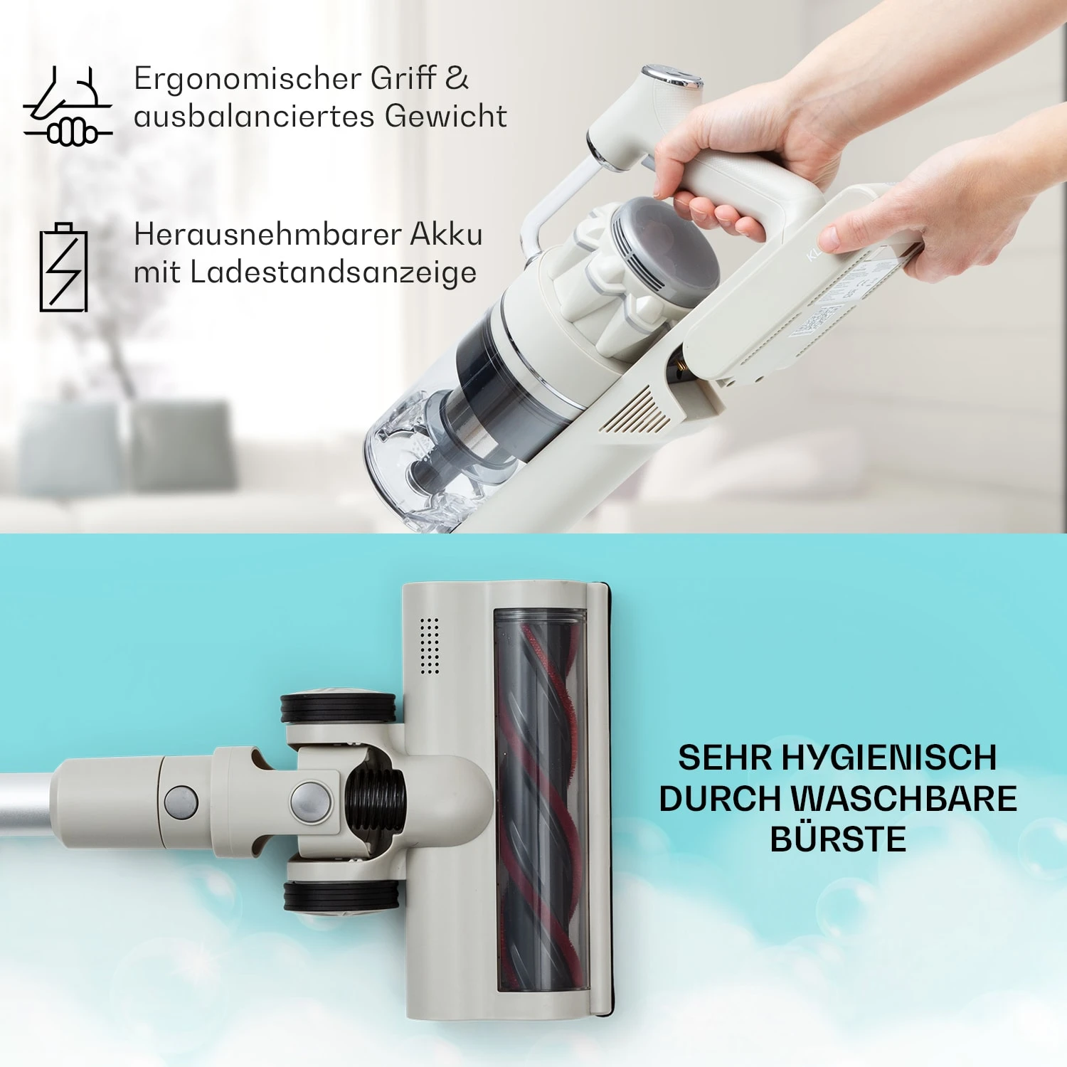 LARMA Staubsauger Kabellos Beutellos Akku 45 Min Laufzeit Max. LED – Bild 6