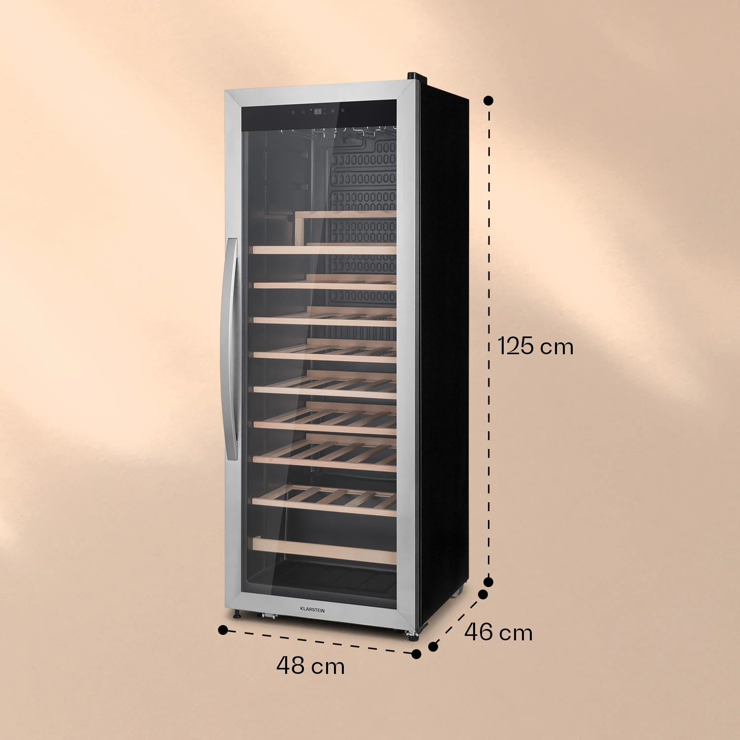 Vinamour 46 Uno Weinkühlschrank 1 Zonen 155 L/46 Fl. 4-18 °C Edelstahl – Bild 6