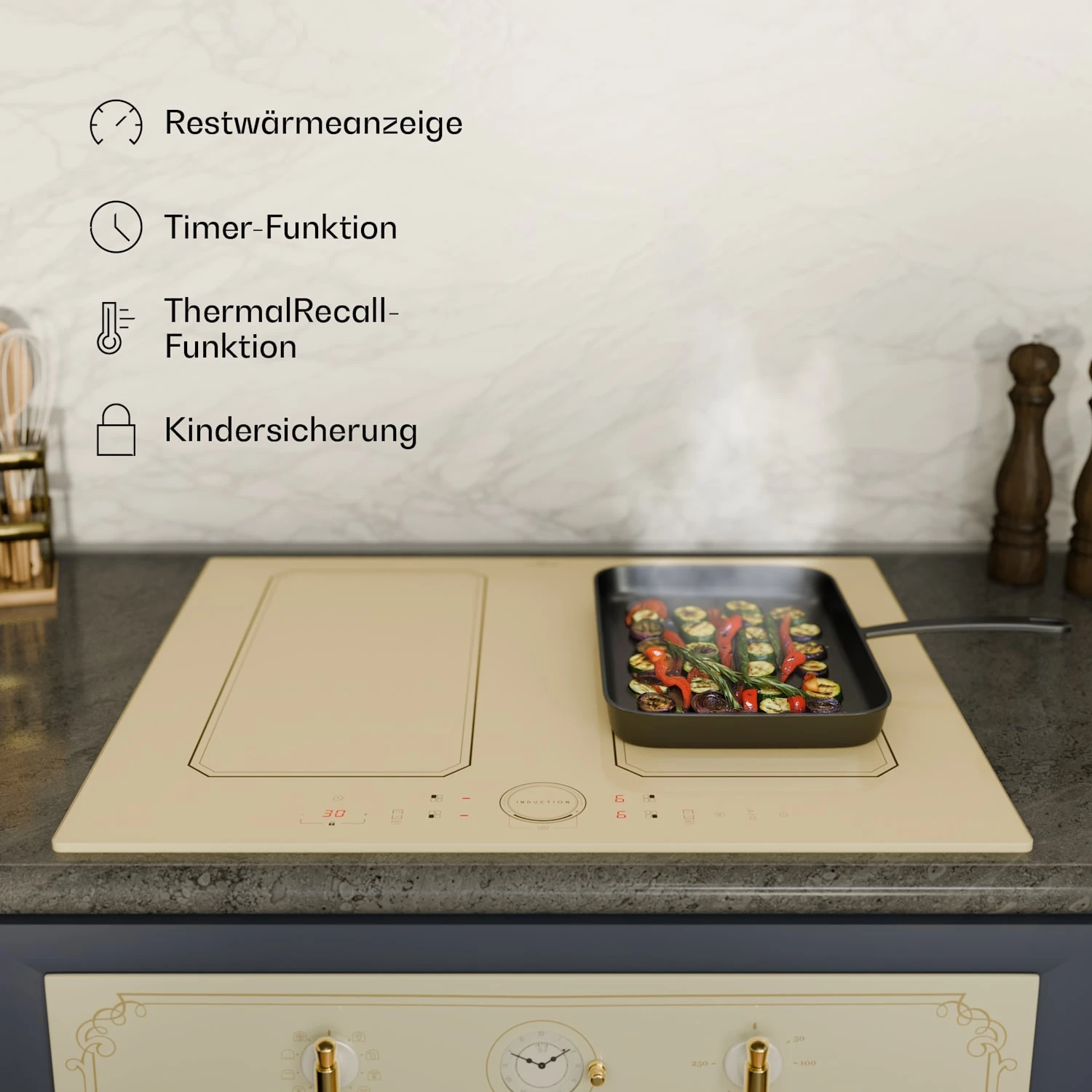 Victoria 4 Flex Induktionskochfeld Einbau 7000W 2 Flexzonen Timer – Bild 6