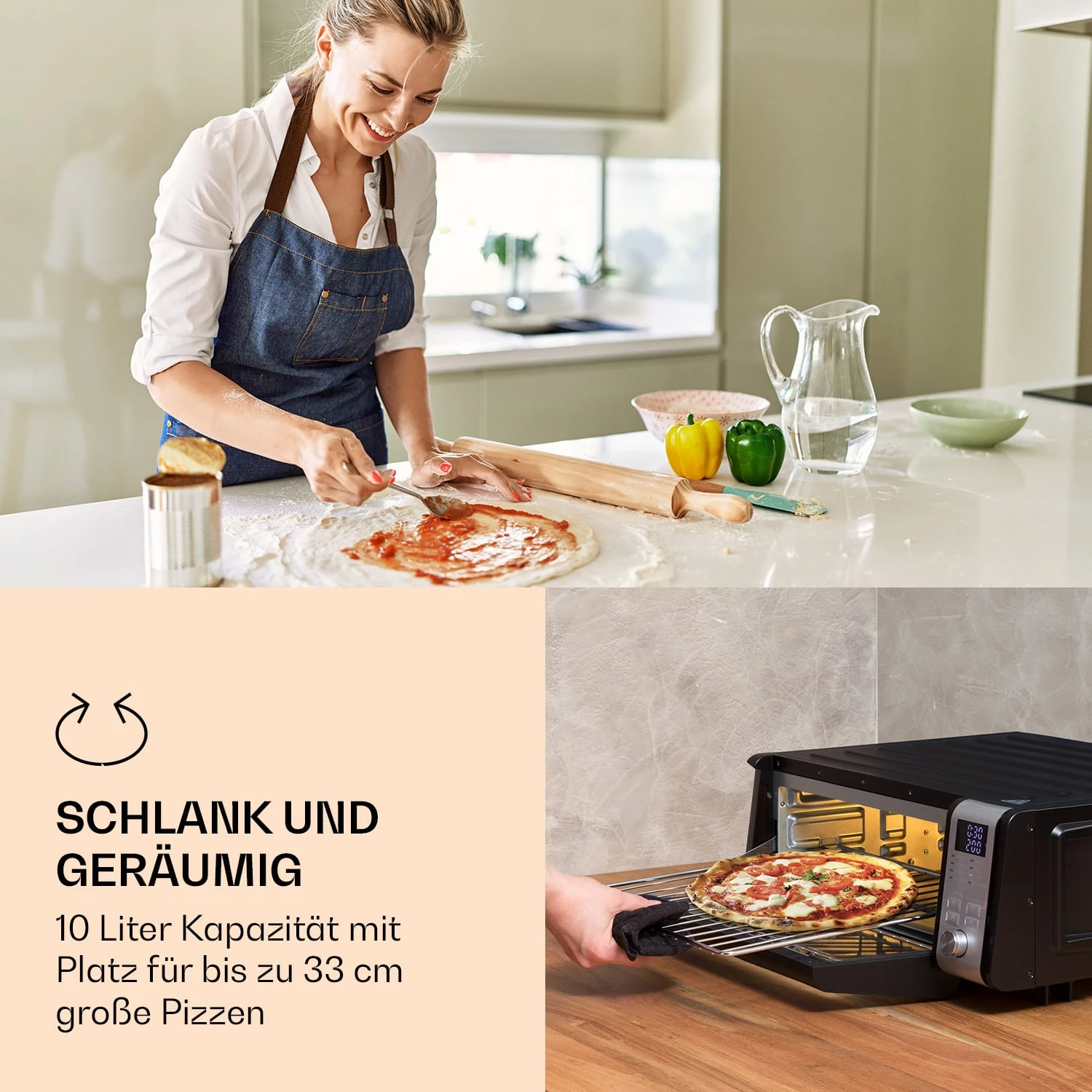 Vita-Crisp Heißluftfritteuse 1700W 10L 8 Funktionen Platzsparend – Bild 2