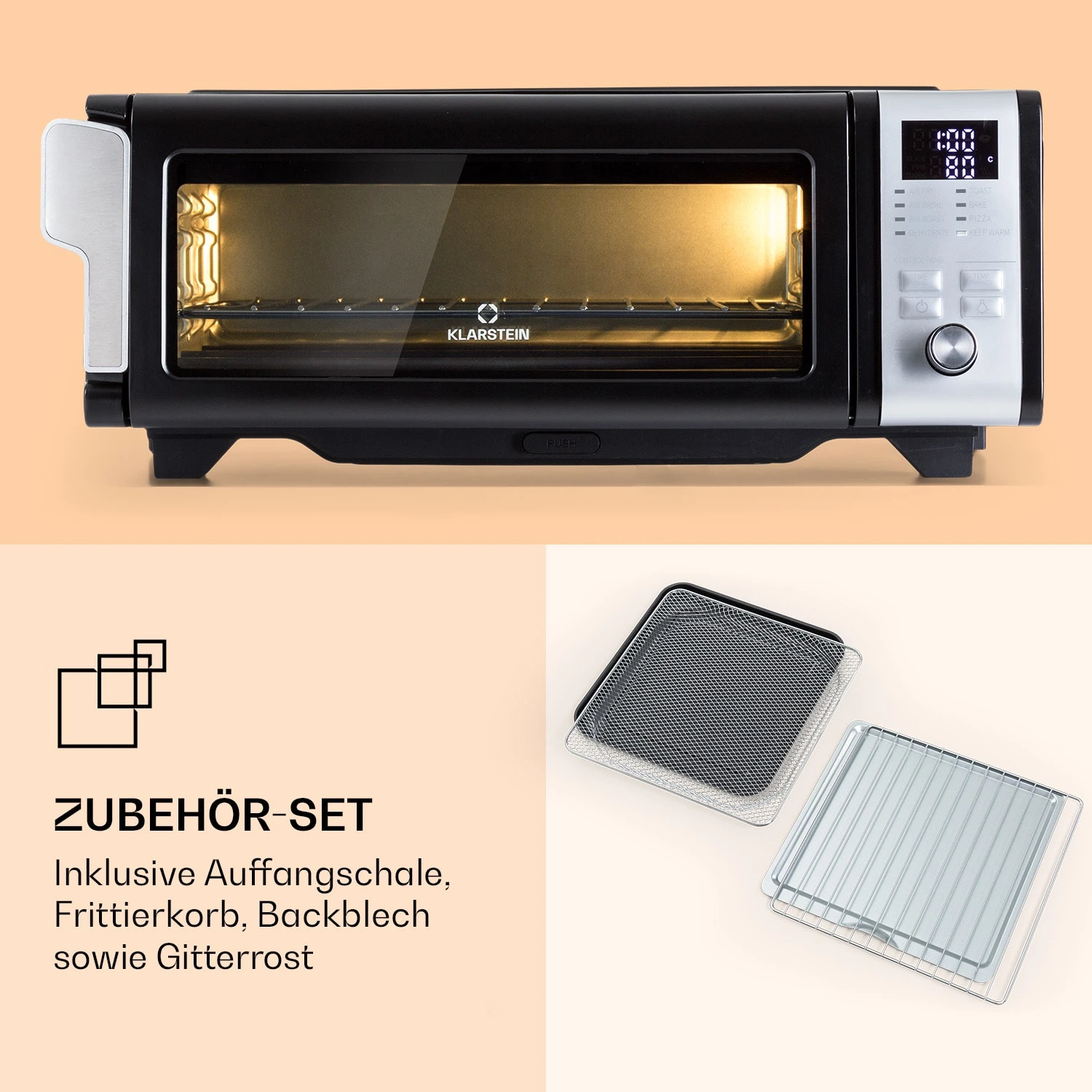Vita-Crisp Heißluftfritteuse 1700W 10L 8 Funktionen Platzsparend – Bild 6