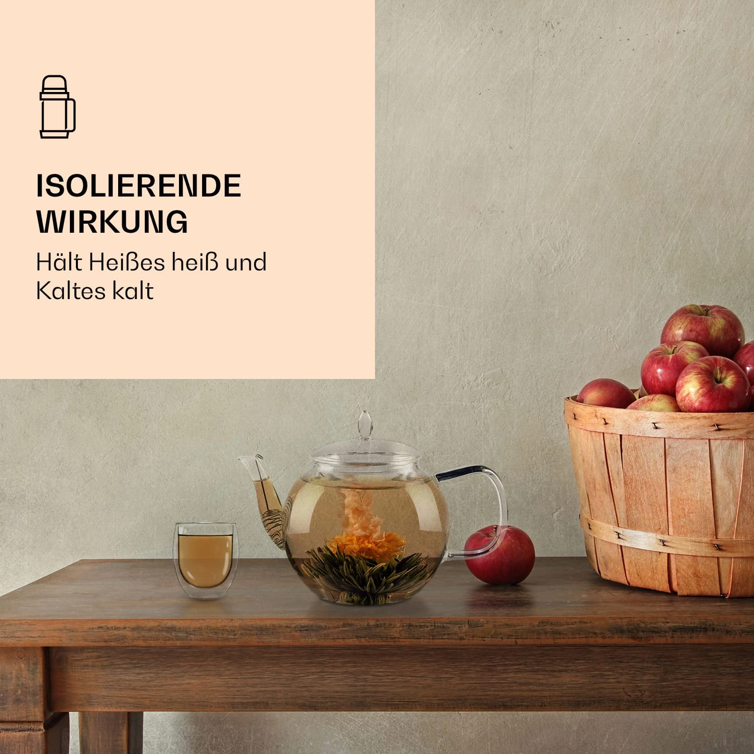 Glas Ice Mit Teeblume 320 Ml Doppelwandiges Borosilikatglas – Bild 2