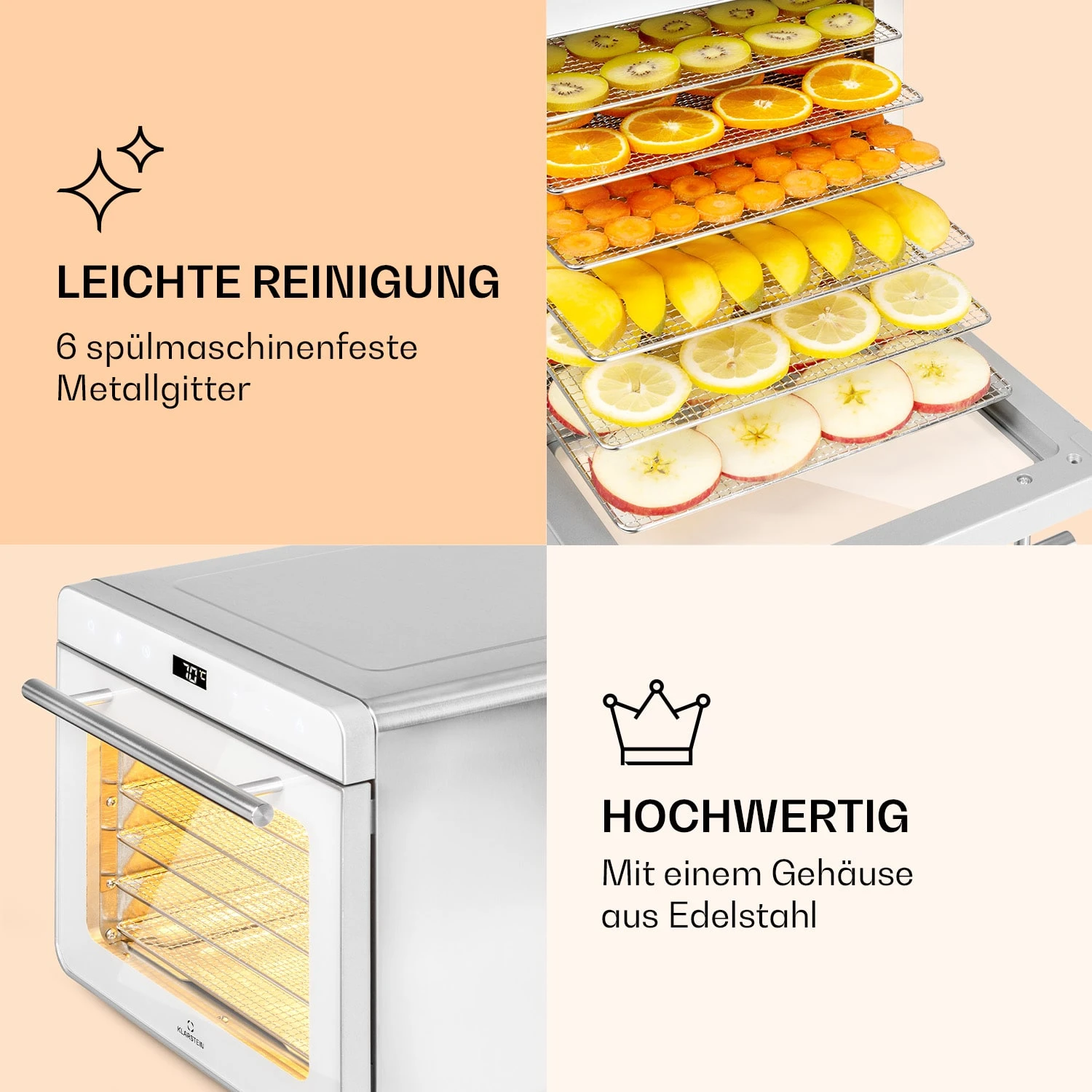 Shaftesbury Dörrautomat 700W Timer-Funktion 35-85°C Digitales Touch-Display – Bild 5