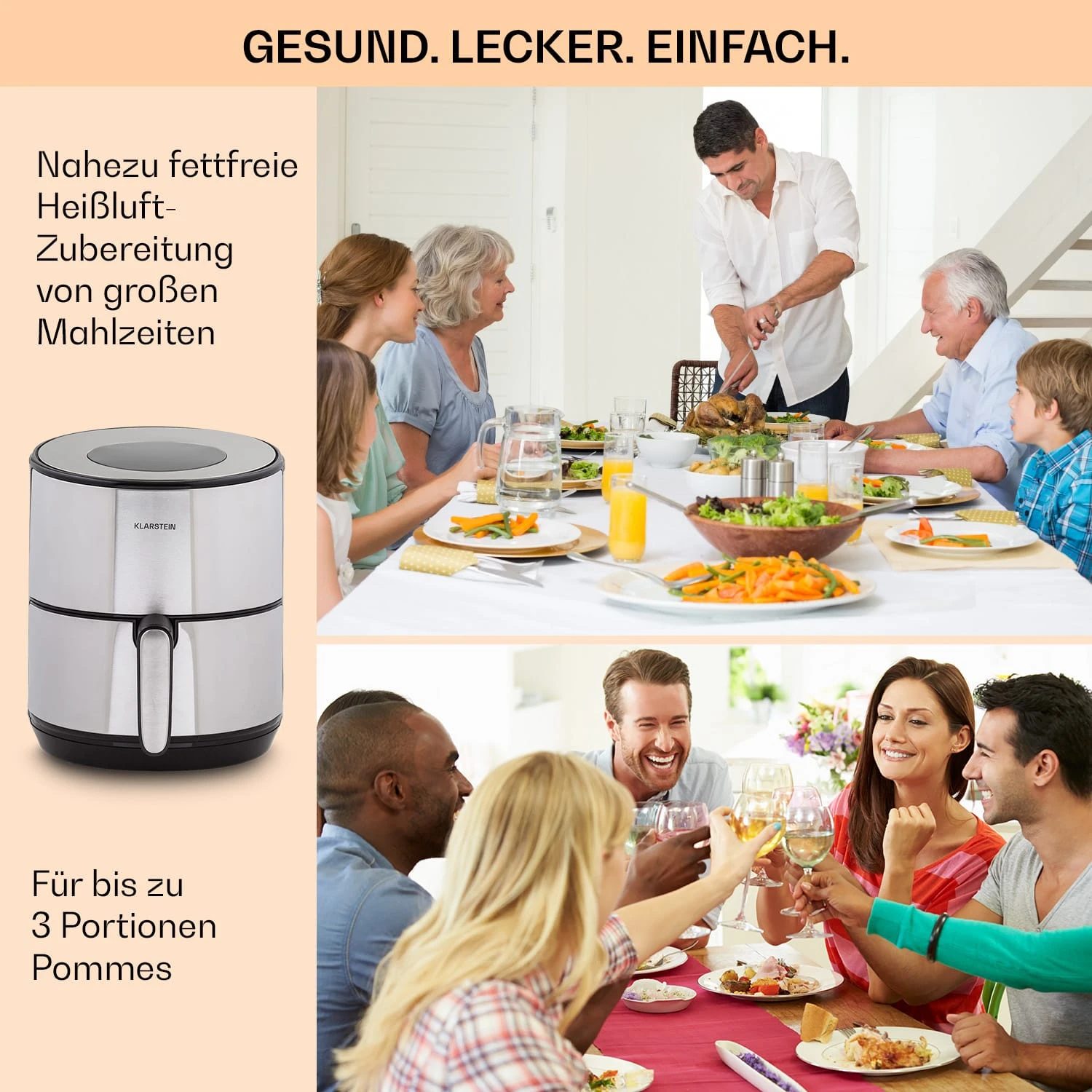 Klarstein Crisp-Pro 4,3L Air Fry Stainless Steel – Bild 5