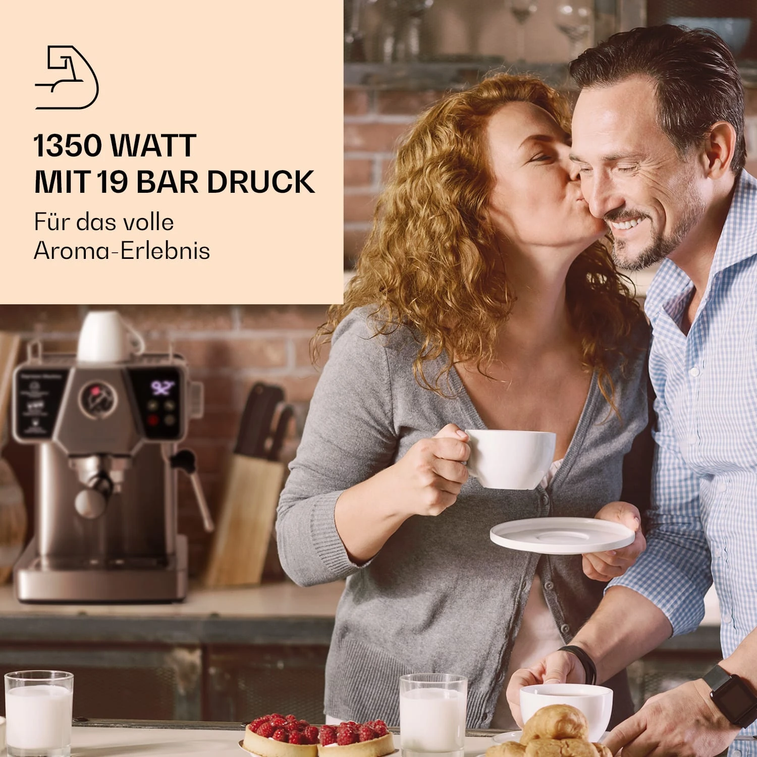 Libeica Espressomaschine 19 Bar Ca. 10 Tassen 1,8 Liter Milchschaum – Bild 2