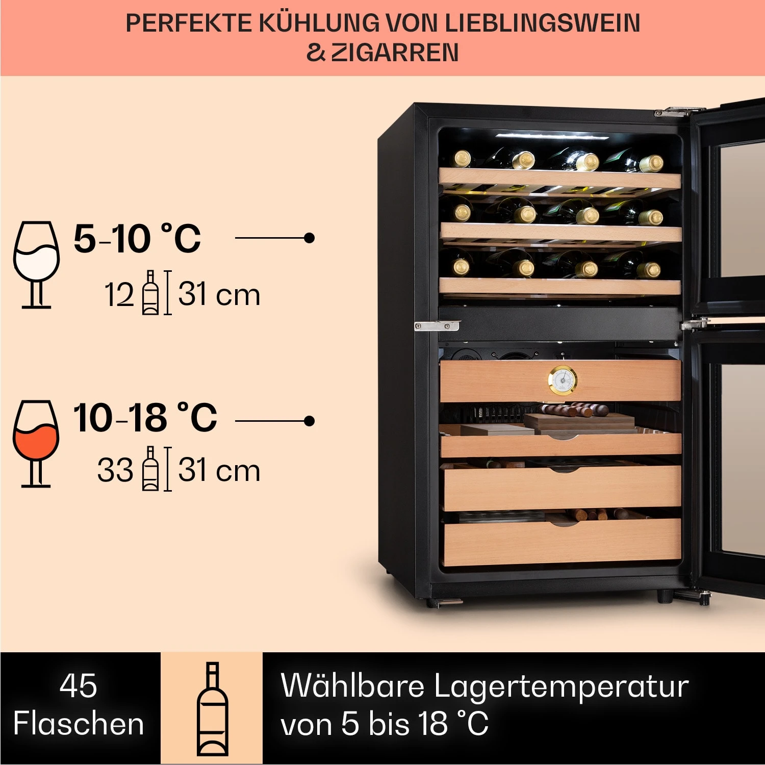 El Dorado 108 Humidor & Weinkühlschrank Touch 108L LED – Bild 4