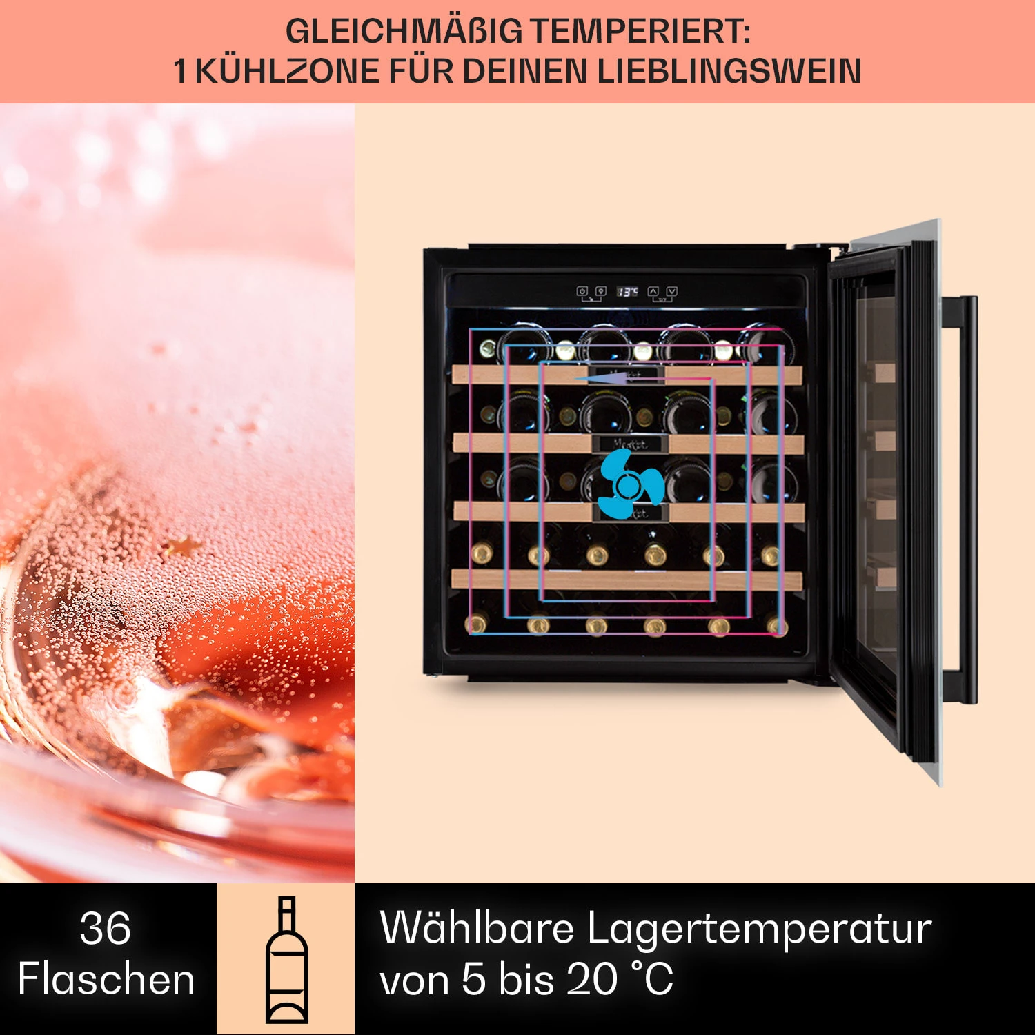 Vinsider 36 Built-In Uno Einbau-Weinkühlschrank 36 Flaschen 92 Ltr Edelstahl – Bild 3