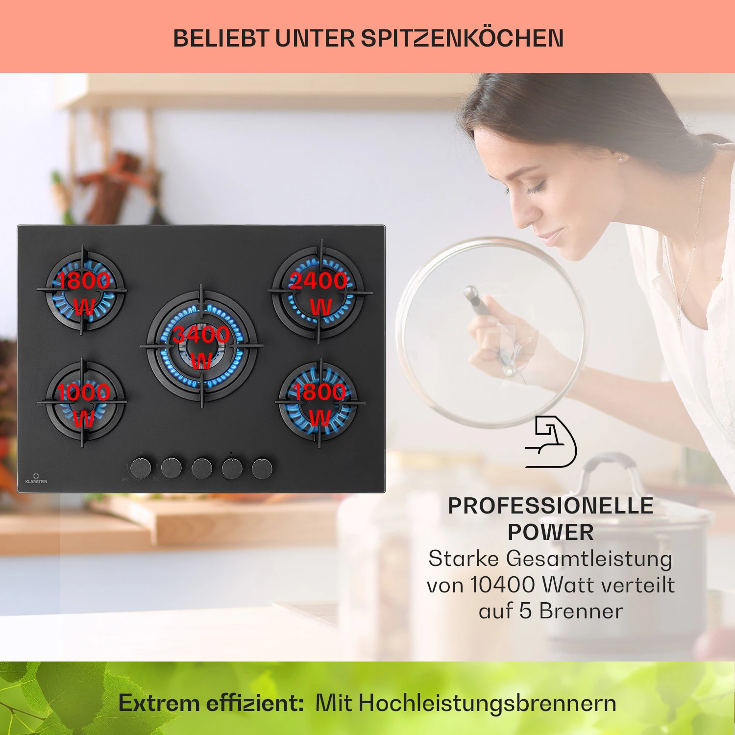 Firetale Gaskochfeld 5-flammig 70 Cm Aluminium-Brenner Inkl. Schlauch Und Druckminderer – Bild 3