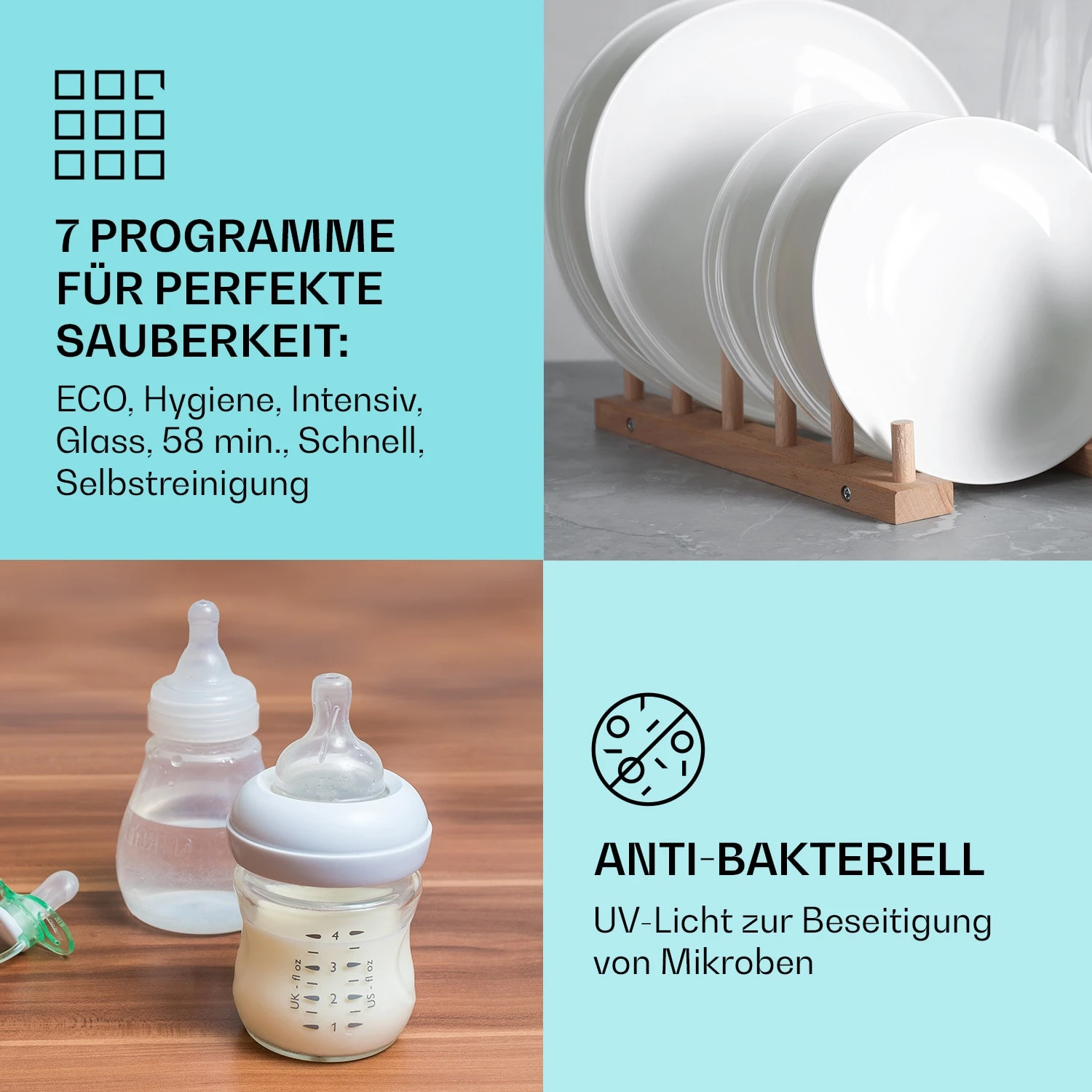 Havasia UV 6 Luminance Geschirrspüler UV Glasfront Freistehend 1380W – Bild 3