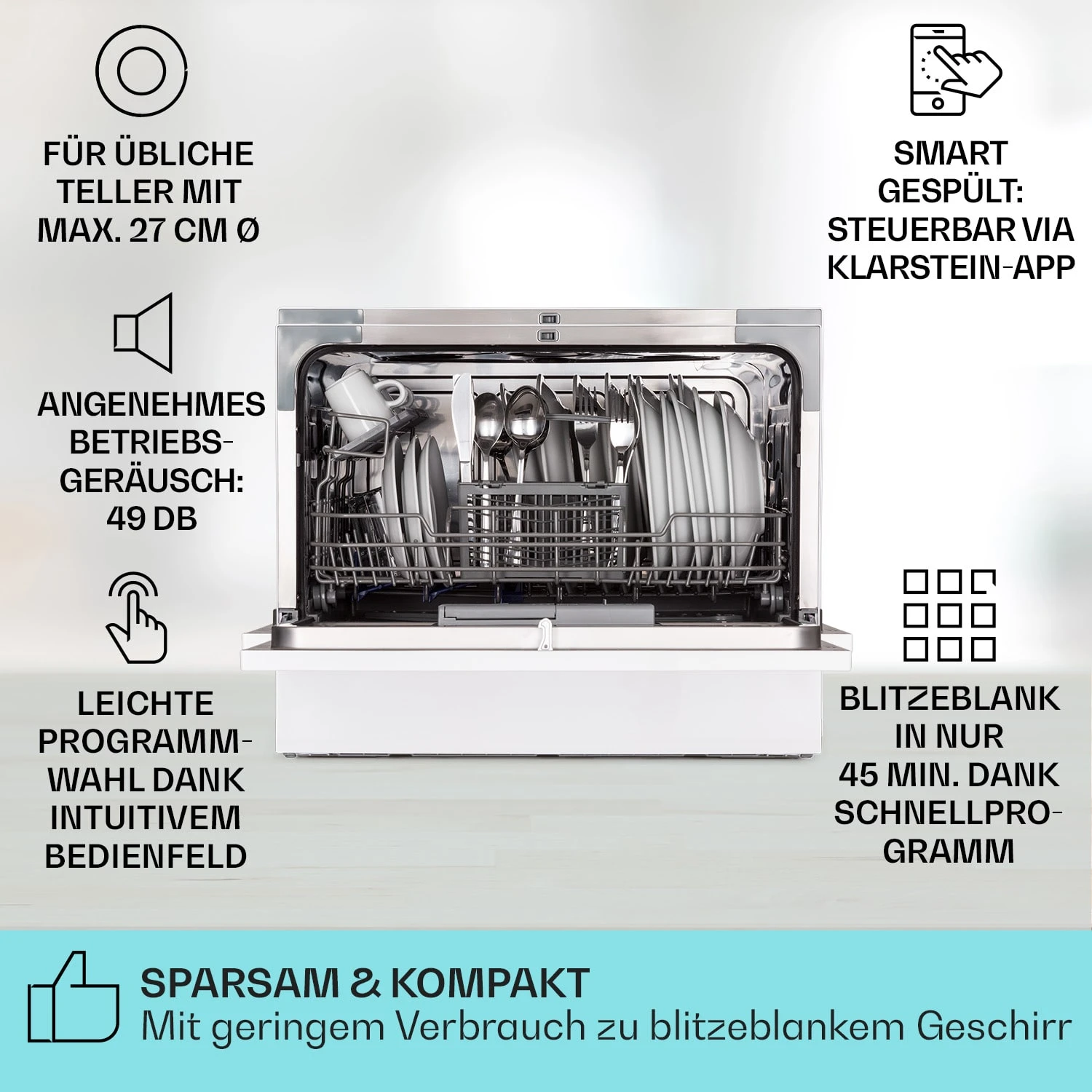Amazonia 6 Smart Geschirrspüler App-Steuerung Freistehend 1380W – Bild 2