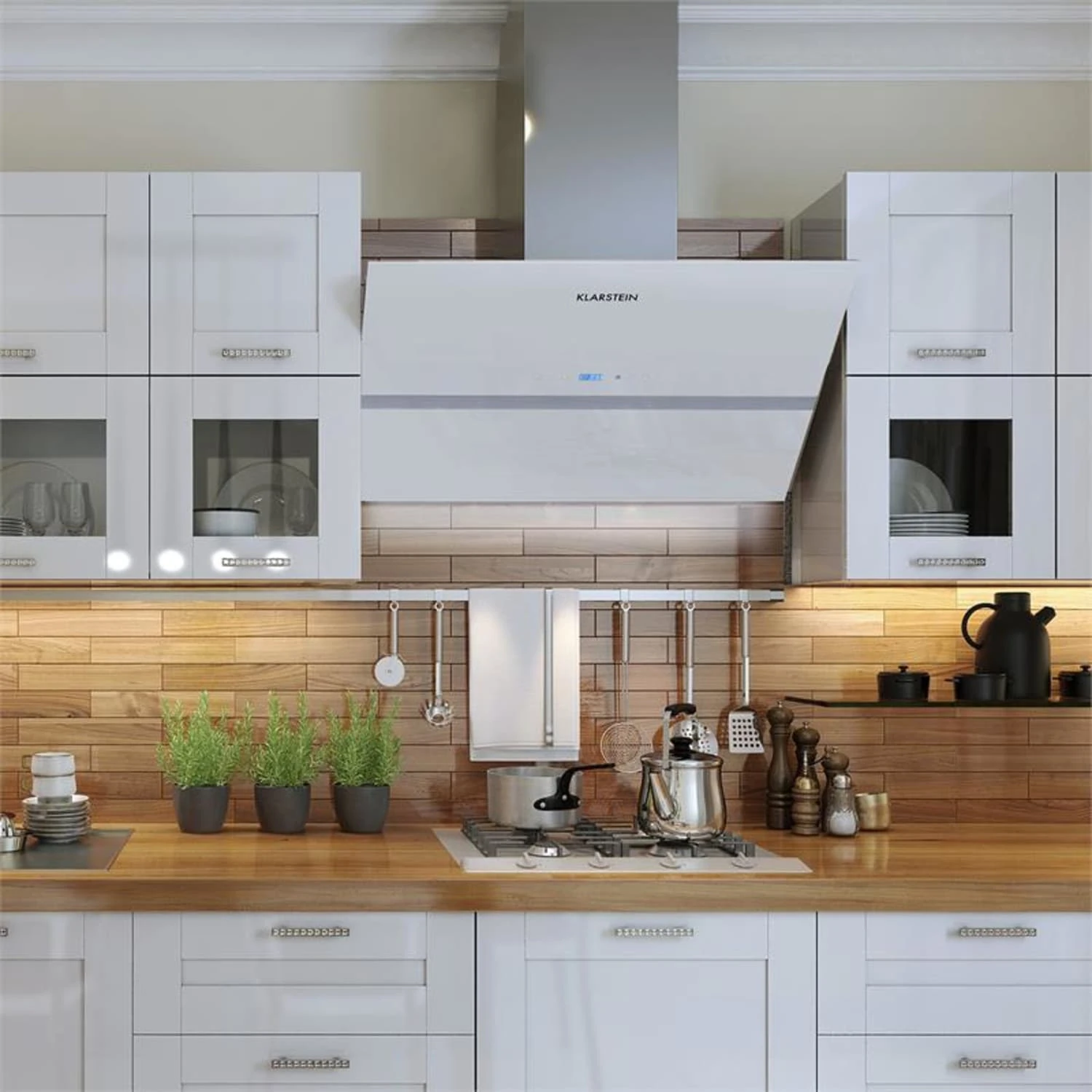 Aurea VII Dunstabzugshaube Umluftset 90cm Aktivkohlefilter Weiß – Bild 3