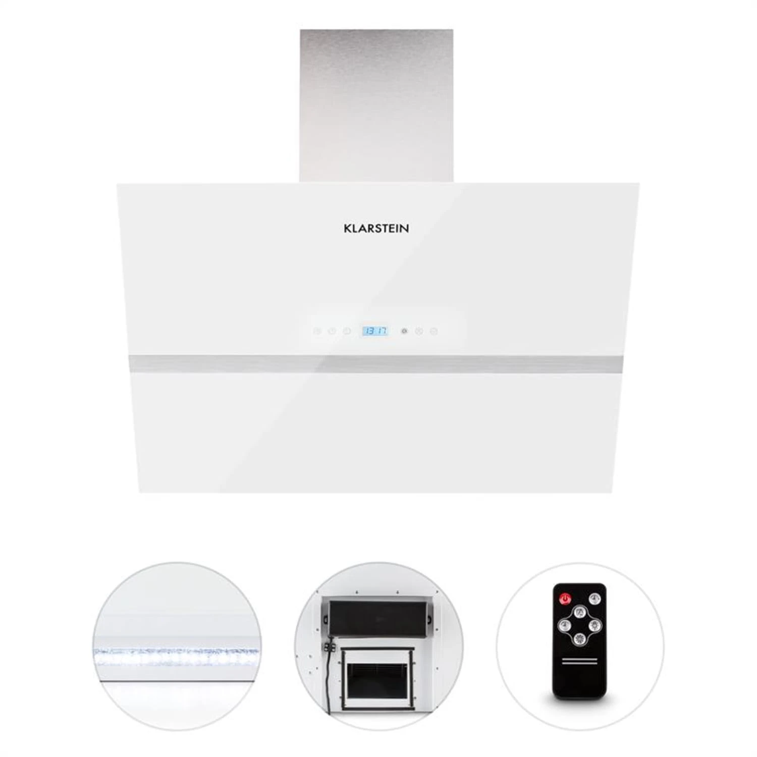 Aurea VII Dunstabzugshaube Umluftset 90cm Aktivkohlefilter Weiß – Bild 5