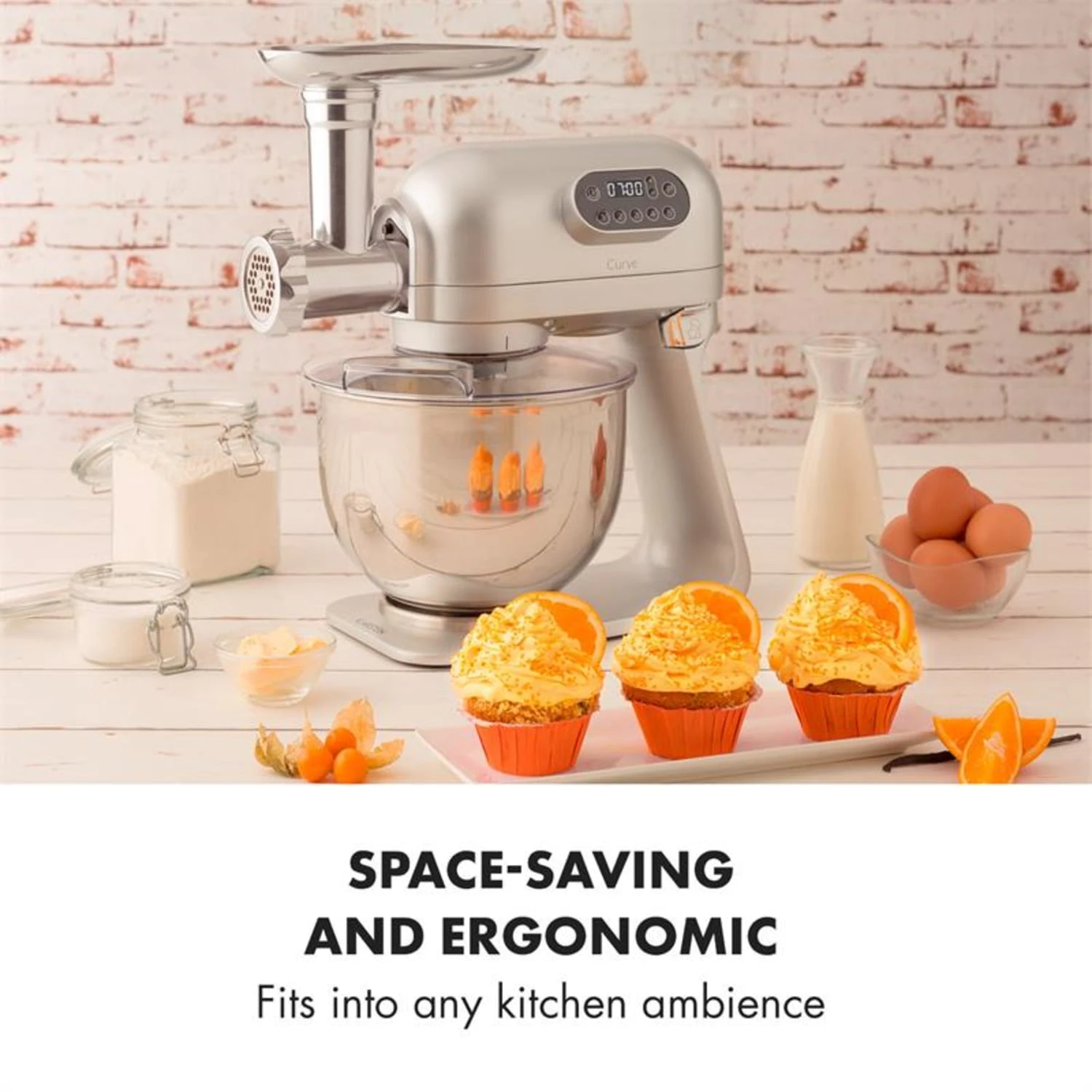 Curve Plus Küchenmaschinen-Set | 5l | 4-in-1 Fleischwolf | Silber – Bild 2