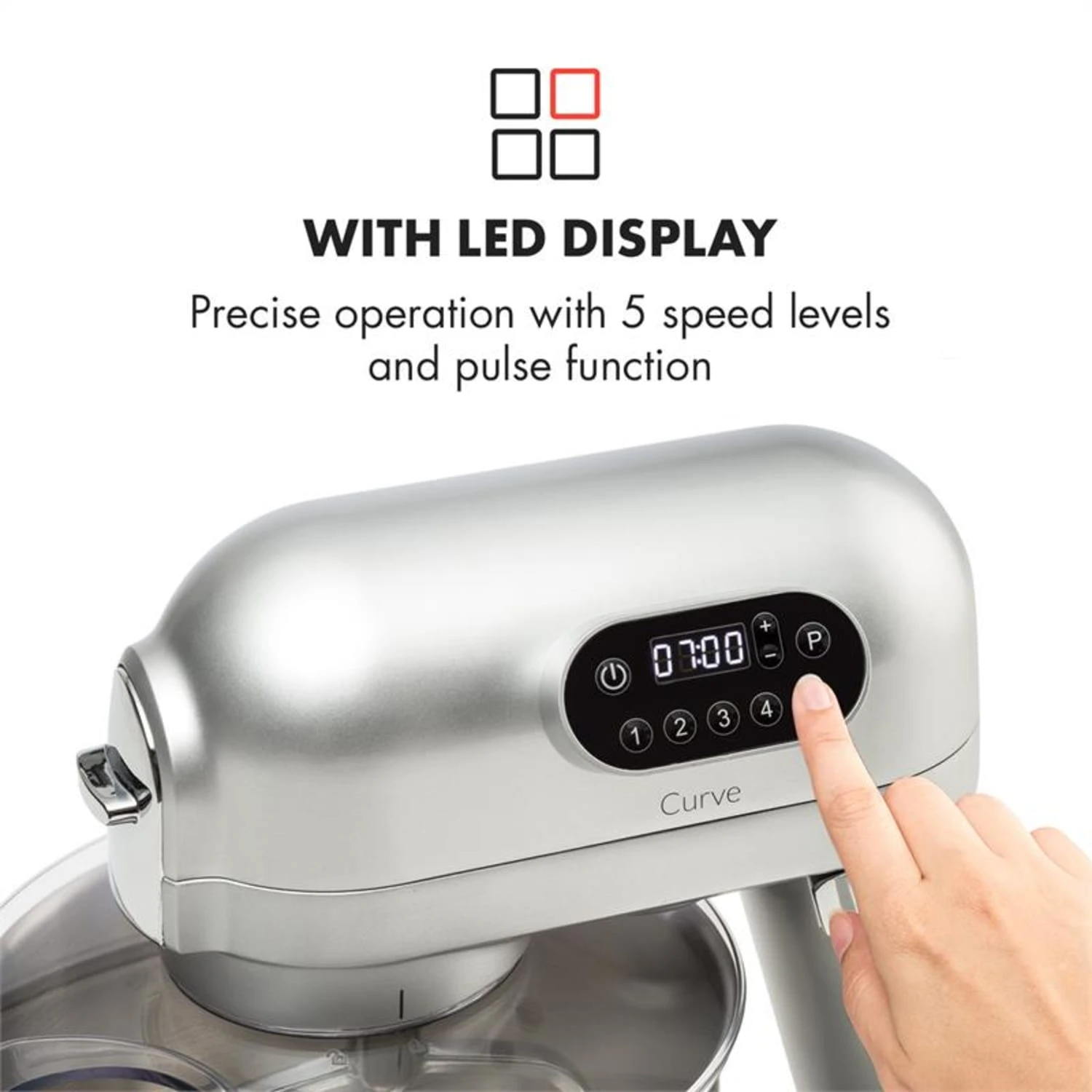 Curve Plus Küchenmaschinen-Set | 5l | 4-in-1 Fleischwolf | Silber – Bild 5