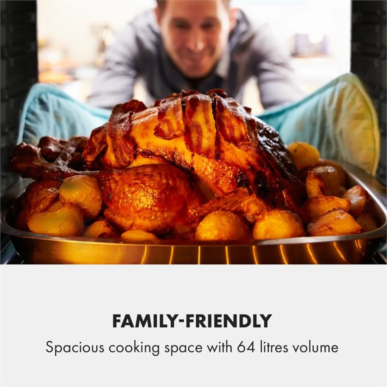 Gusteau Remy Einbau-Set Backofen + Einbau-Haube 2950W 64Ltr 620 M³/h Schwarz Edelstahl – Bild 5