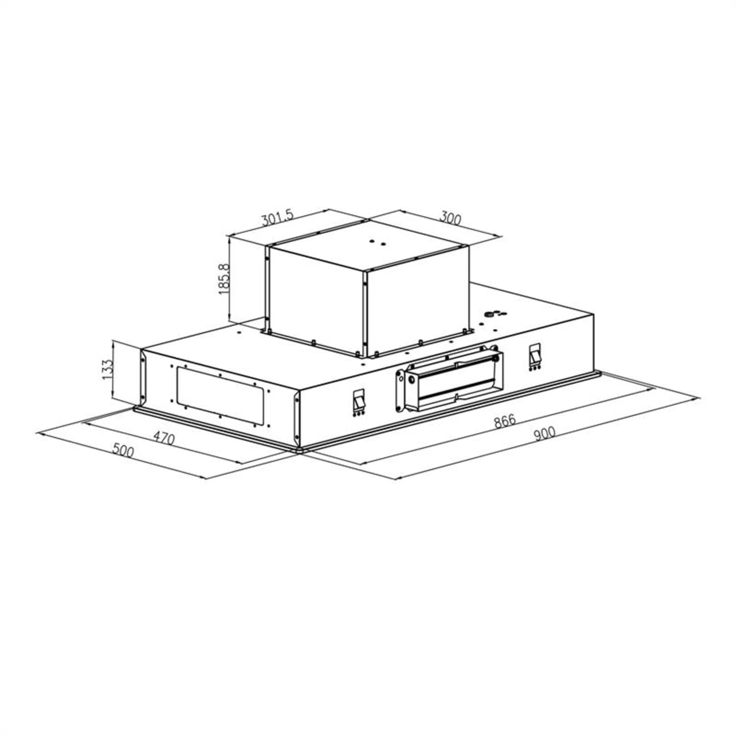 Gusteau Remy Einbau-Set Backofen + Einbau-Haube 2950W 64Ltr 620 M³/h Schwarz Edelstahl – Bild 11
