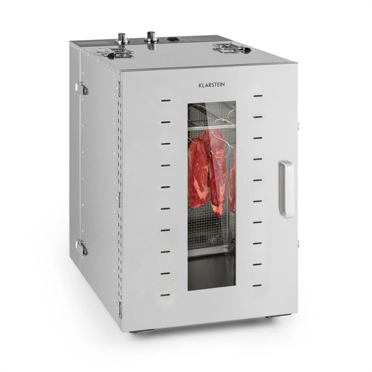 Master Jerky 16 Dörrautomat + Fleischhaken Set 1500W 40-90 °C 15h-Timer Edelstahl Silber